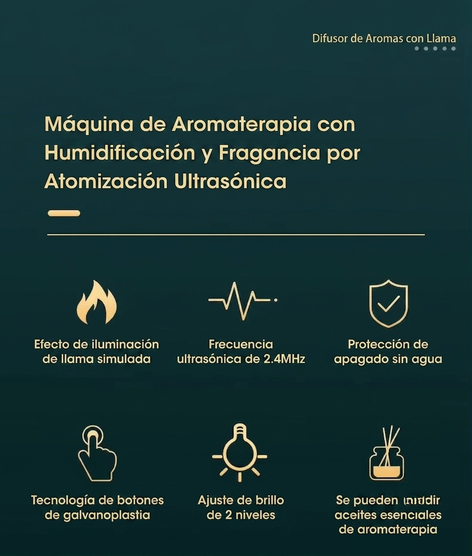 Humidificador/Difusor de Aroma de "Llama Volcánica" o Efecto Fuego