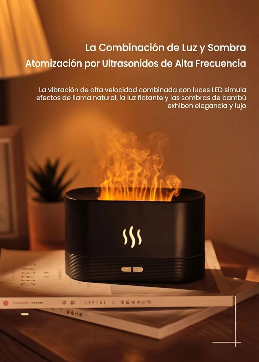 Humidificador/Difusor de Aroma de "Llama Volcánica" o Efecto Fuego