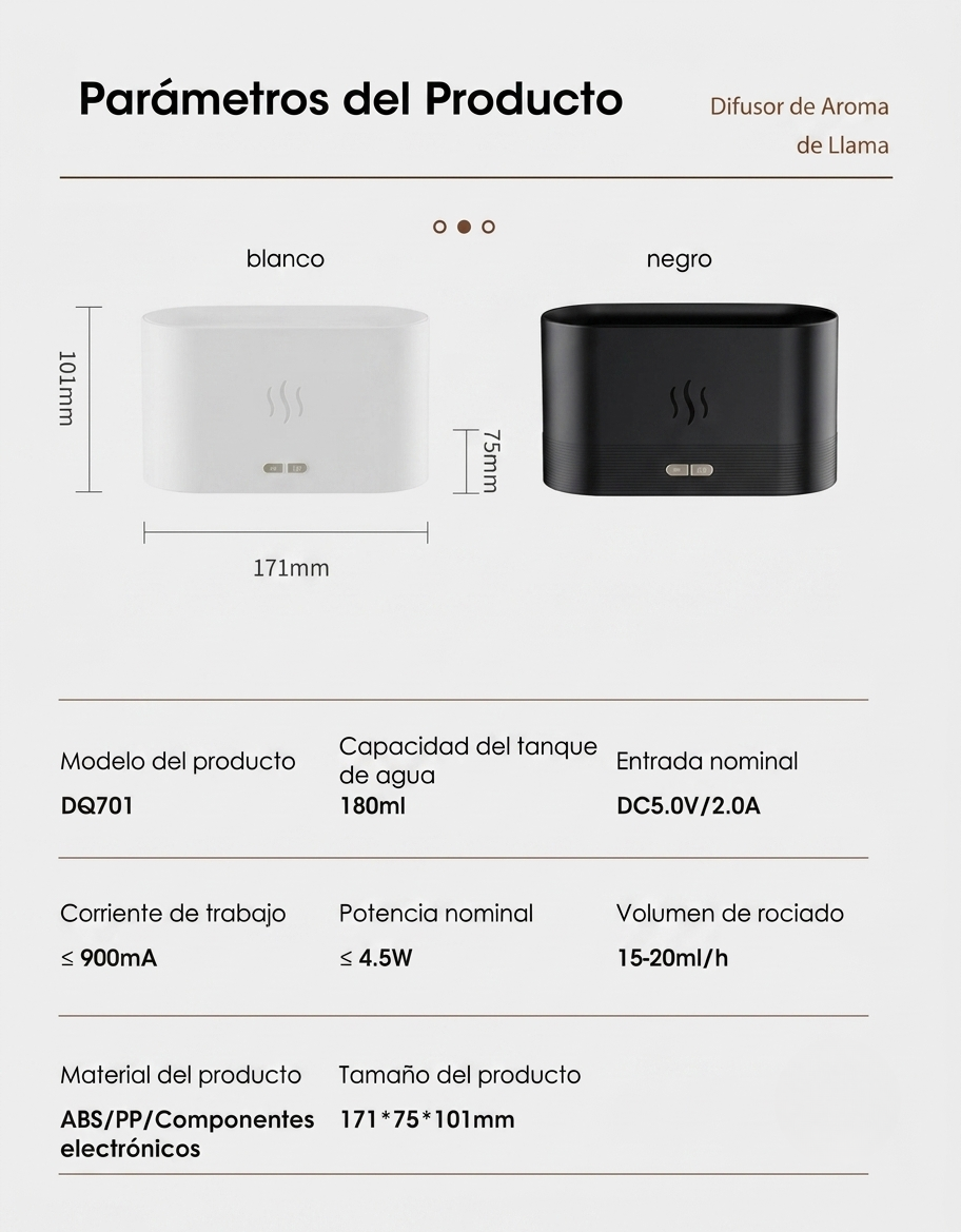 Humidificador/Difusor de Aroma de "Llama Volcánica" o Efecto Fuego